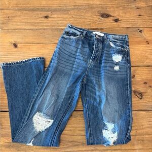 KanCan Blue Distressed Flare Jeans